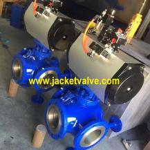 Pneumatic 3 way jacketed ball valve