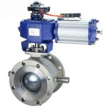 Pneumatic V notch jacketed ball valve