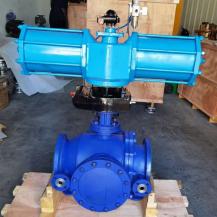 Pneumatic jacketed 3 way ball valve
